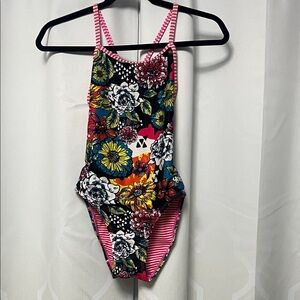 Floral Dolphin XS Swimwear with Pink Straps